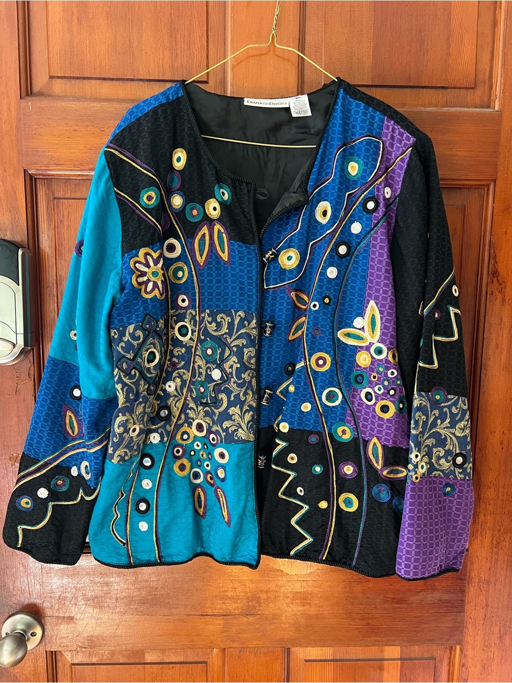 Vintage 80s Draper's & Damon's Boho Hippie Festival Art to Wear Jacket XL